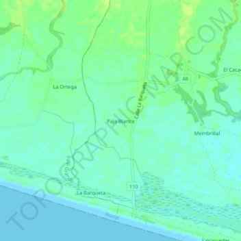 Mapa topográfico Paja Blanca, altitud, relieve