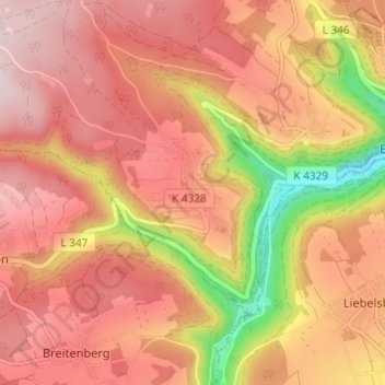 Mapa topográfico Schmieh, altitud, relieve