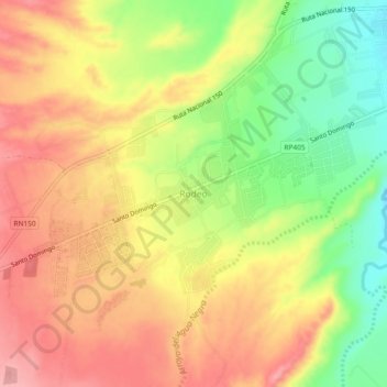 Mapa topográfico Rodeo, altitud, relieve