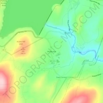 Mapa topográfico Olivebridge, altitud, relieve