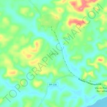 Mapa topográfico Caima, altitud, relieve