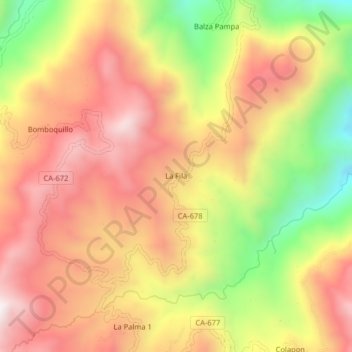 Mapa topográfico La Fila, altitud, relieve