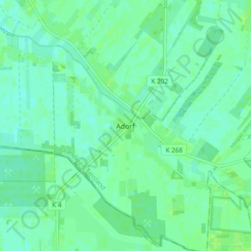 Mapa topográfico Adorf, altitud, relieve