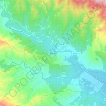 Mapa topográfico Zorrilla, altitud, relieve