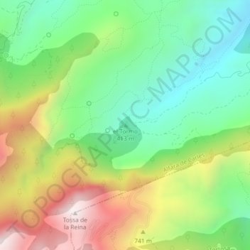 Mapa topográfico el Tormo, altitud, relieve
