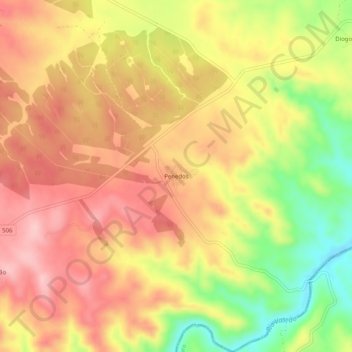 Mapa topográfico Penedos, altitud, relieve
