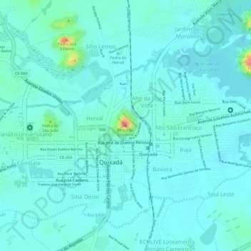 Mapa topográfico Pedra do Cruzeiro, altitud, relieve