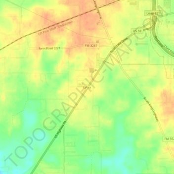 Mapa topográfico Eylau, altitud, relieve