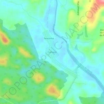 Mapa topográfico Cachaço, altitud, relieve