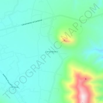 Mapa topográfico Cerro Blanco, altitud, relieve