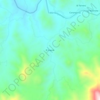 Mapa topográfico El Capire, altitud, relieve