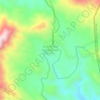 Mapa topográfico El Potrerillo (Potrerillo del Rincón), altitud, relieve