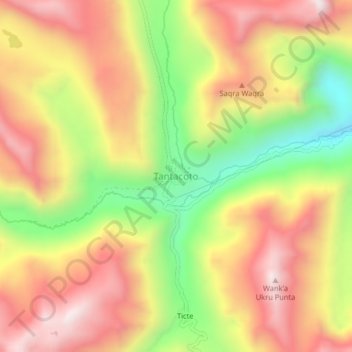 Mapa topográfico Tantacoto, altitud, relieve