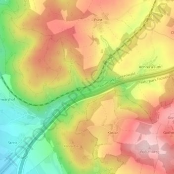 Mapa topográfico Aussichtsplattform "Rauhe Mauer", altitud, relieve