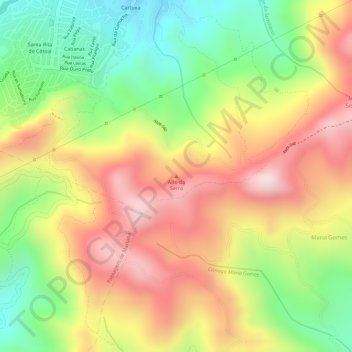 Mapa topográfico Alto da Serra, altitud, relieve