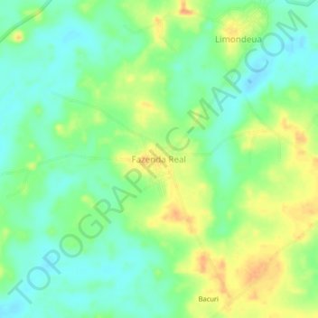 Mapa topográfico Fazenda Real, altitud, relieve