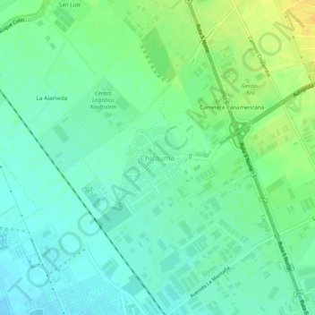 Mapa topográfico Chicauma, altitud, relieve