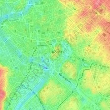 Mapa topográfico Capitoline Hill, altitud, relieve