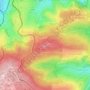 Mapa topográfico Frauenkopf, altitud, relieve