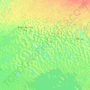 Mapa topográfico Dodji, altitud, relieve