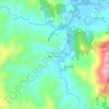 Mapa topográfico Pocinhos do Rio Verde, altitud, relieve