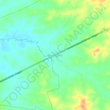 Mapa topográfico Manapoco, altitud, relieve
