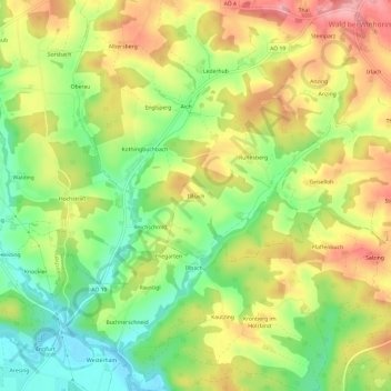 Mapa topográfico Illbach, altitud, relieve