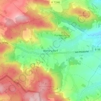 Mapa topográfico Wehrsdorf, altitud, relieve