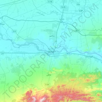Mapa topográfico Nowshera, altitud, relieve