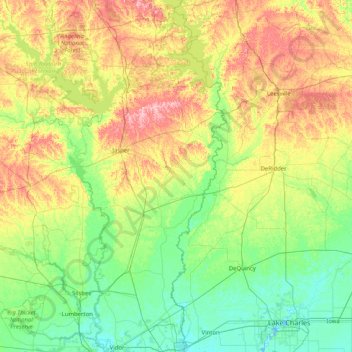 Mapa topográfico Newton, altitud, relieve