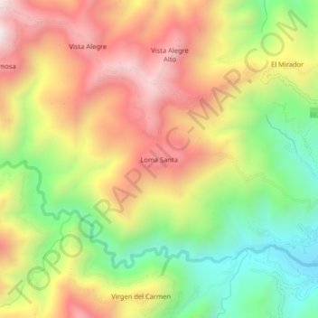Mapa topográfico Loma Santa, altitud, relieve