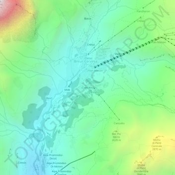 Mapa topográfico Cielo Alto, altitud, relieve