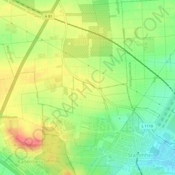 Mapa topográfico Möglinger Straße, altitud, relieve