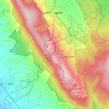 Mapa topográfico Holzen-Ith, altitud, relieve