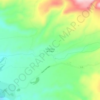 Mapa topográfico Santa María de Quepe, altitud, relieve