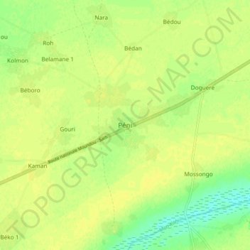 Mapa topográfico Péni, altitud, relieve