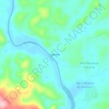 Mapa topográfico Capivara, altitud, relieve
