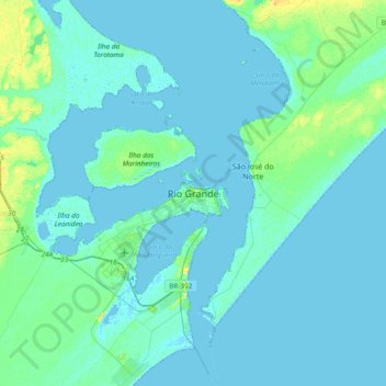 Mapa topográfico Rio Grande, altitud, relieve