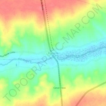 Mapa topográfico Rosário, altitud, relieve