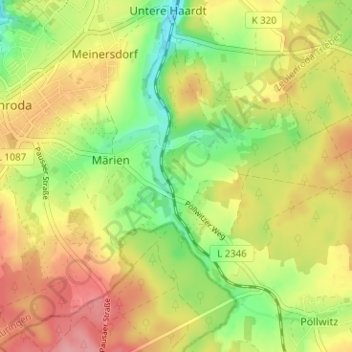 Mapa topográfico Pfefferleite, altitud, relieve