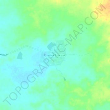 Mapa topográfico Colonia Anáhuac, altitud, relieve
