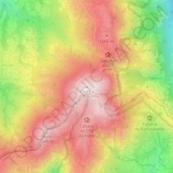 Mapa topográfico Louriça, altitud, relieve