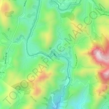 Mapa topográfico Cachoeira da Fumaça, altitud, relieve