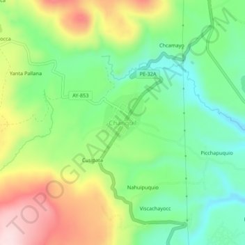 Mapa topográfico Chanquil, altitud, relieve
