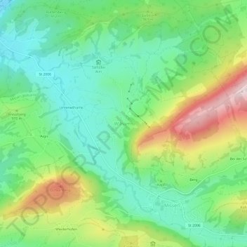 Mapa topográfico Wilhams, altitud, relieve