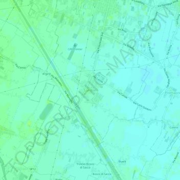Mapa topográfico Sandon, altitud, relieve
