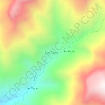 Mapa topográfico San Ramon, altitud, relieve