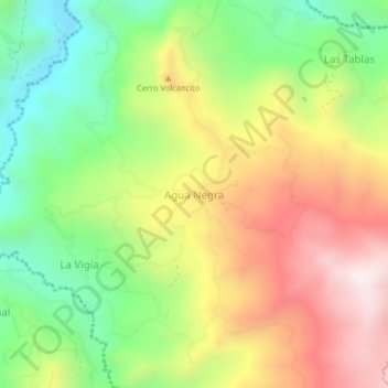 Mapa topográfico Agua Negra, altitud, relieve