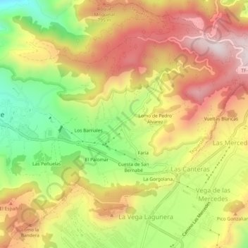 Mapa topográfico Pedro Álvarez, altitud, relieve