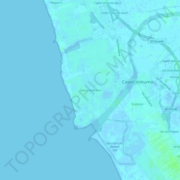 Mapa topográfico Destra Volturno, altitud, relieve